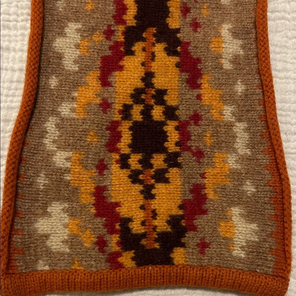 Echo Women’s Brown & Orange Knit Scarf 100% LambsWool Preppy Goblin Core Earthy
